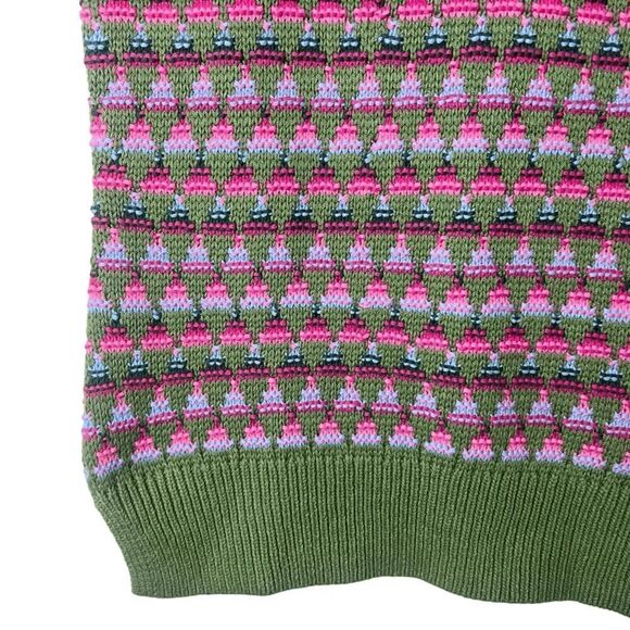 Sundance Knit Sleeveless Tank Top Sweater Vest Green Pink Sz XS - Picture 5 of 7